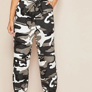 Drawstring waist camo joggers